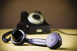 Vintage Rotary Dial Telephone. Soft focus with focus on handset. Vintage Rotary Dial Telephone. Soft focus with focus on handset.