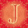 Letra j roja decorada, jota Letra j roja decorada, jota