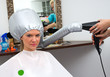 woman with soft bonnet hair dryer