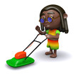 Rasta cuts the grass