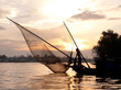 Fishing boat with net silhouette