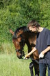Junger Mann mit Reitpferd