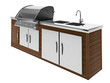 stainless steel barbecue with wooden table stainless steel barbecue with wooden table