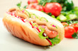 vegetables and hot dog