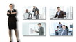 Video: businesswoman presenting four footages of businessmen businesswoman presenting four footages of businessmen