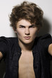 Male fashion model with stylish makeup