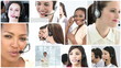 montage of women in call-center