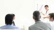 Positive business woman presenting a graph