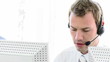 caucasian man working in a call center