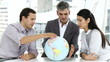 Video: Ambitious businesspeople together around a terrestrial globe Ambitious businesspeople together around a terrestrial globe