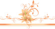 Lilies with floral ornament on the decorative border. Vector