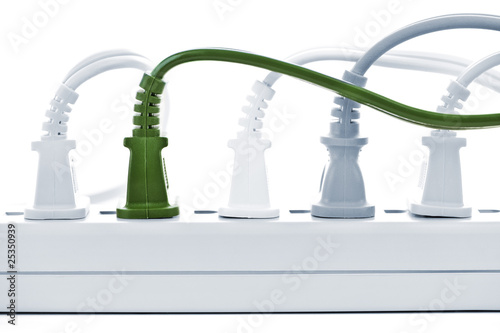 Photo: Wires plugged into power bar Wires plugged into power bar