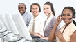 Video: joyful multi-ethnic team in a call-center joyful multi-ethnic team in a call-center