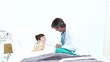 Cute little boy attending a medical check-up