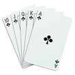 Quinte flush en trèfle sur fond blanc