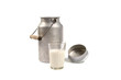 aluminum can and glass of milk