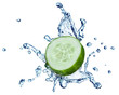 cucumber in spray of water.