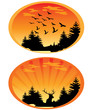 Sunset Illustrations (Deer & Birds)
