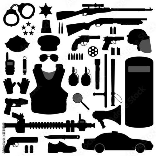 Vector: Police Weapon Equipment Vector Police Weapon Equipment Vector