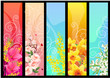 Five different colorful floral banners Five different colorful floral banners