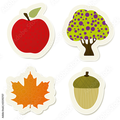 Autumn vector stickers set
