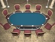 3D rendering of a poker table with chairs. (Perspective view)