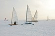 Ice sailing on a cold winter day in the Netherlands