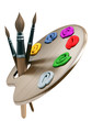 Wooden palette with brushes