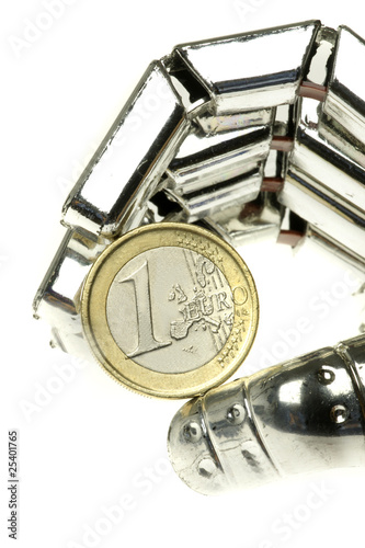 Foto: roboterhand mit Euromünze roboterhand mit Euromünze