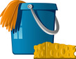 Cleaning: buckets, rubber gloves and sponge