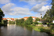 medieval town Pisek in Czech with gothic deanery Church medieval town Pisek in Czech with gothic deanery Church