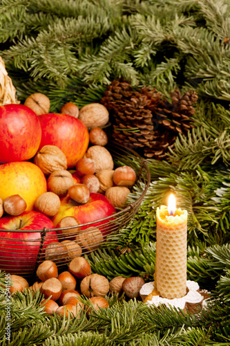 Christmas still life with a candle Christmas still life with a candle