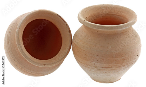 pots  de jardin en terre cuite, fond blanc