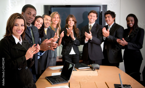 Business team applauding