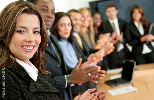 Business team applauding