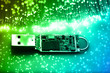 Fiber optics background with lots of light spots