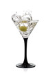 Martini with olives on a white background Martini with olives on a white background