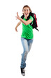 Girl jumping, running isolated on white background Girl jumping, running isolated on white background