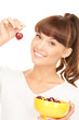 woman with cherries woman with cherries