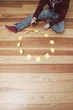 man sitting besides a circle of adhesive notes