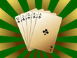 Quinte flush royale sur fond vert et or Quinte flush royale sur fond vert et or