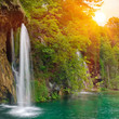 Waterfall in national park. Plitvice, Croatia