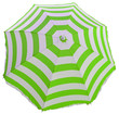 parasol de plage à bandes vertes et blanches, fond blanc