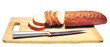 Baguette sliced with a knife