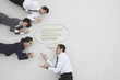 business people and speech bubble, elevated view