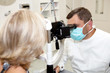 Doctor,examining a patient in ophthalmology laboratory