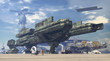spaceship at space port