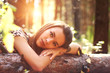 Attractive girl on a background of trees Attractive girl on a background of trees