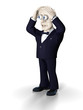 Failure. Man dressed in tuxedo gesturing. Illustration.