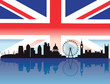 London skyline with flag